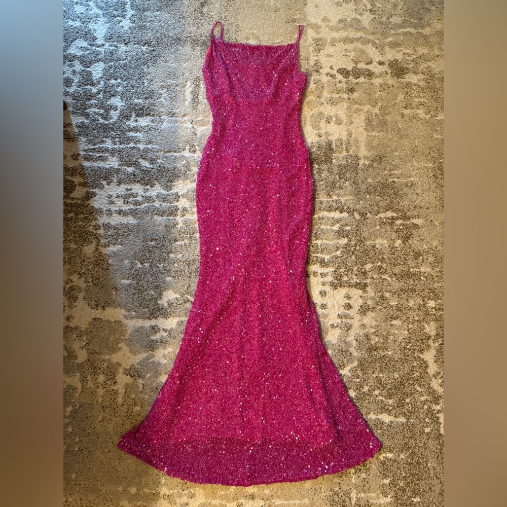 Vintage 90s Y2K Scala Fuchsia Sequin Prom Gown